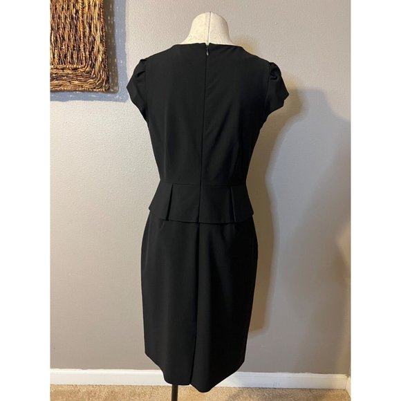 J Crew Dress 8 Black Short Sleeve Stretch Wool Career Church - Picture 9 of 10